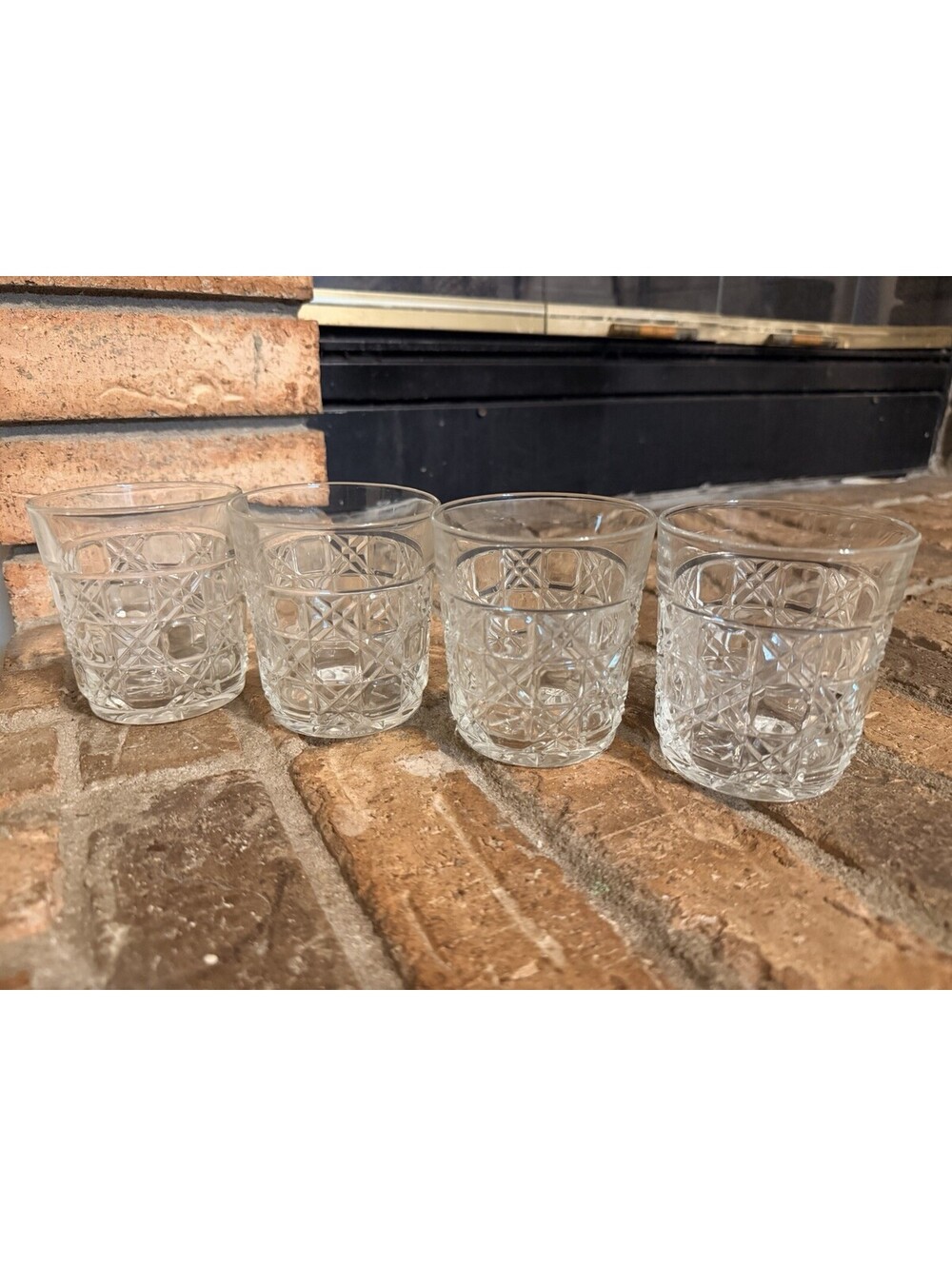 Vintage Set of 4 Geometric Luminarc Damien Whiskey Glasses France